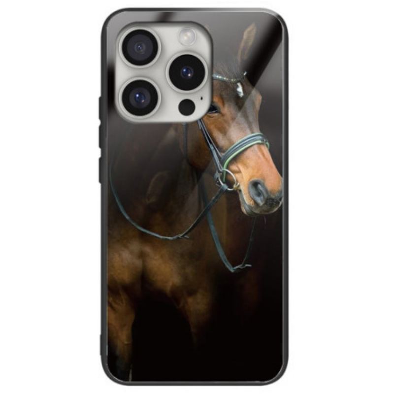 Coque iPhone 16 Pro Max Verre Trempé Cheval Imprimé