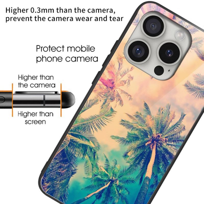 Coque iPhone 16 Pro Max Verre Trempé Palmiers