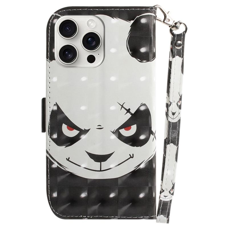 Housse iPhone 16 Pro Max Angry Panda à Lanière