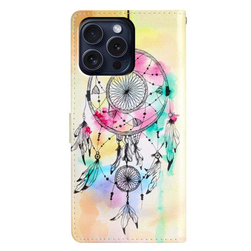 Housse iPhone 16 Pro Max Attrape Rêves Aquarelle à Lanière