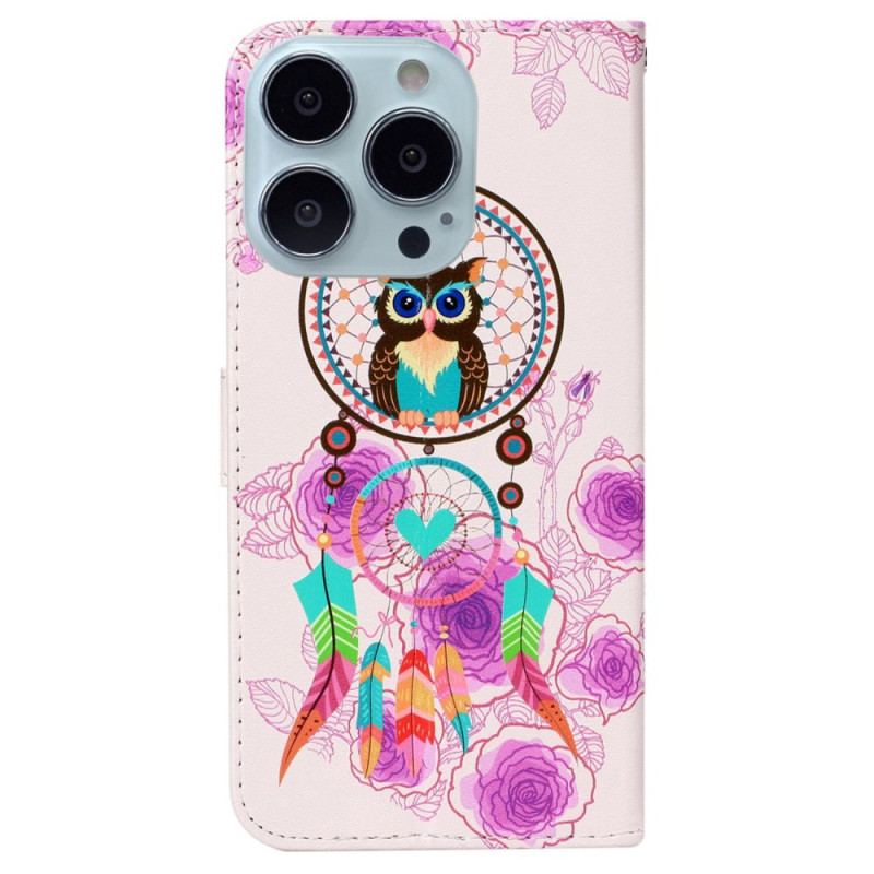 Housse iPhone 16 Pro Max Attrape-Rêves Hibou à Lanière