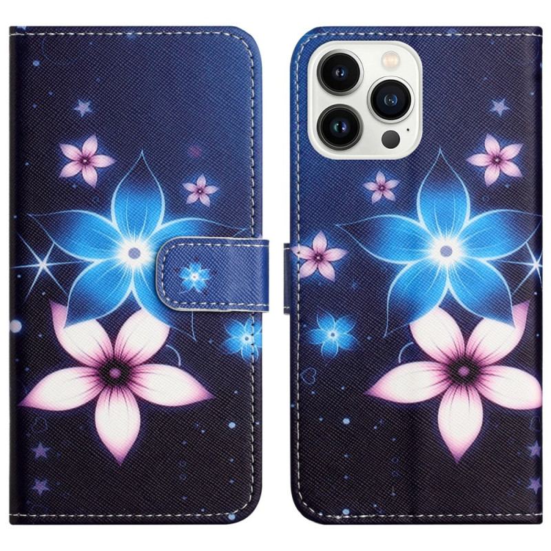 Housse iPhone 16 Pro Max Fleurs Lunaires à Lanière