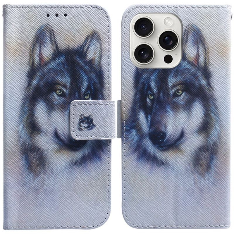 Housse iPhone 16 Pro Max Loup Aquarelle