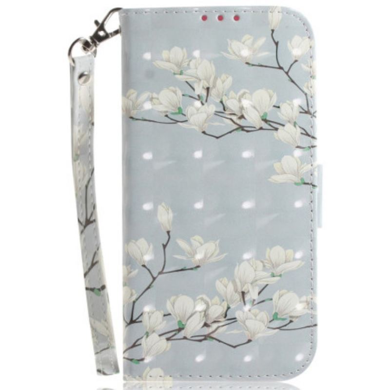 Housse iPhone 16 Pro Max Magnolias à Lanière