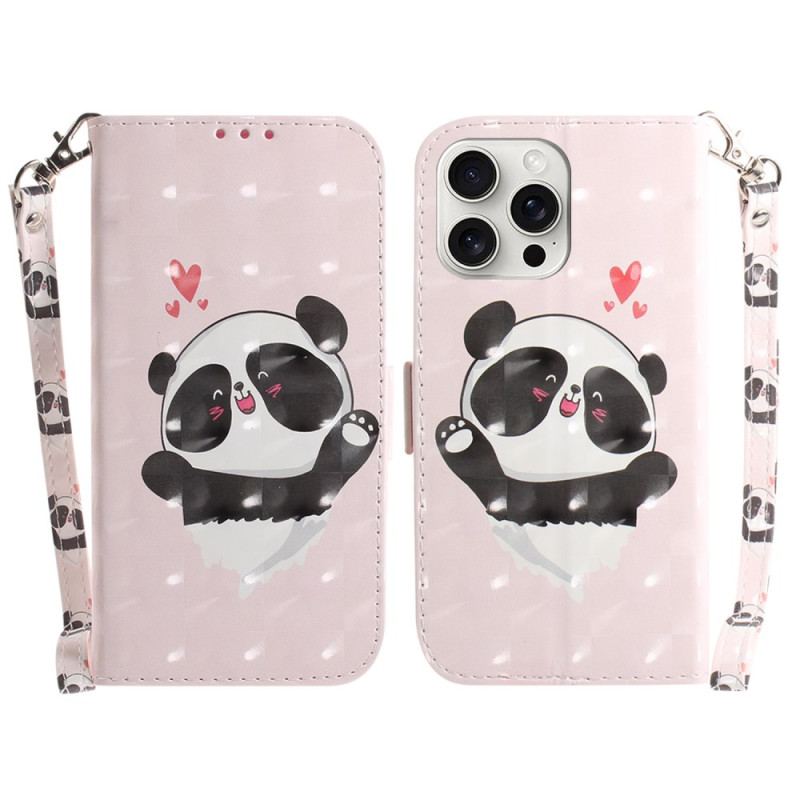 Housse iPhone 16 Pro Max Panda Love à Lanière