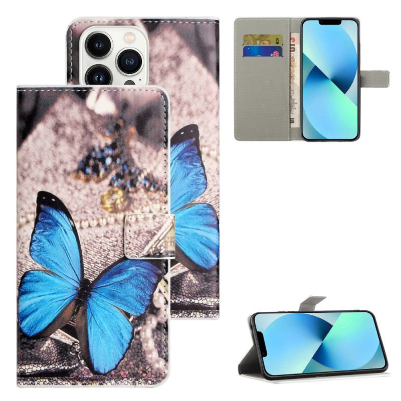 Housse iPhone 16 Pro Max Papillon Bleu