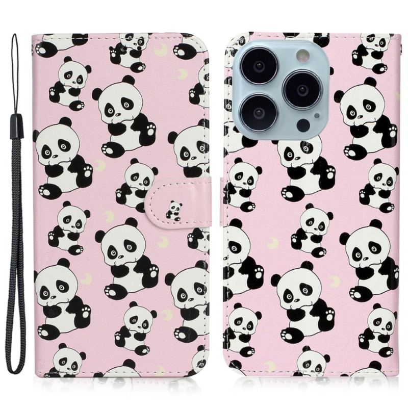 Housse iPhone 16 Pro Max Petits Pandas à Lanière