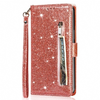 Housse iPhone 16 Pro Max Poche Zippée Paillettes