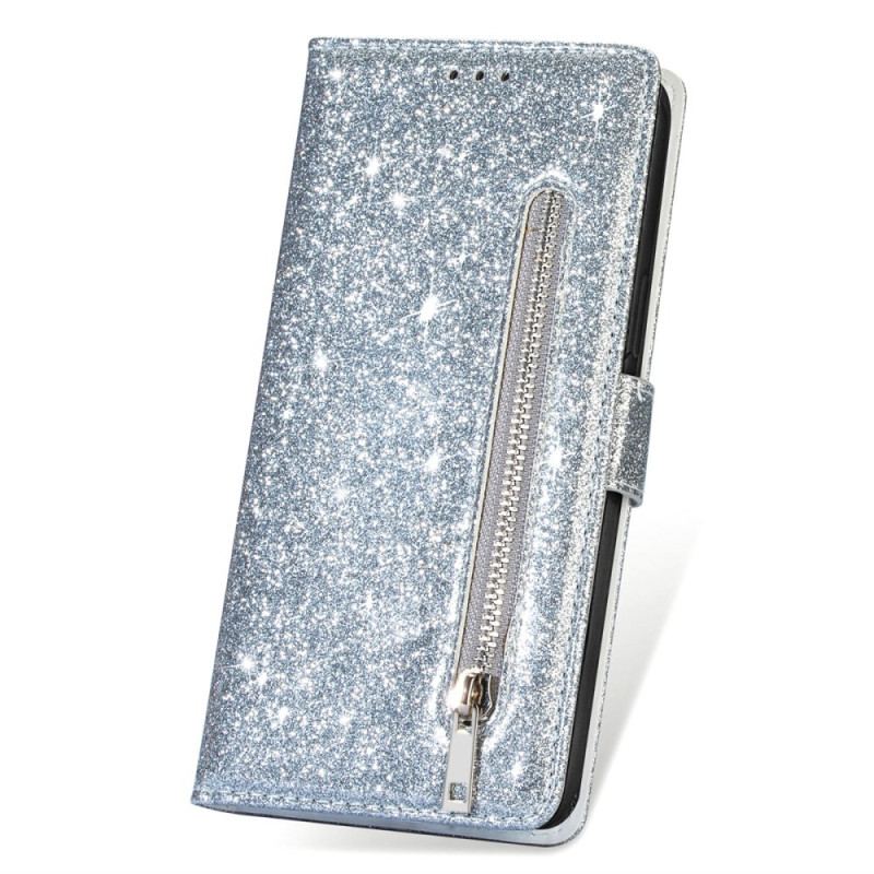 Housse iPhone 16 Pro Max Poche Zippée Paillettes