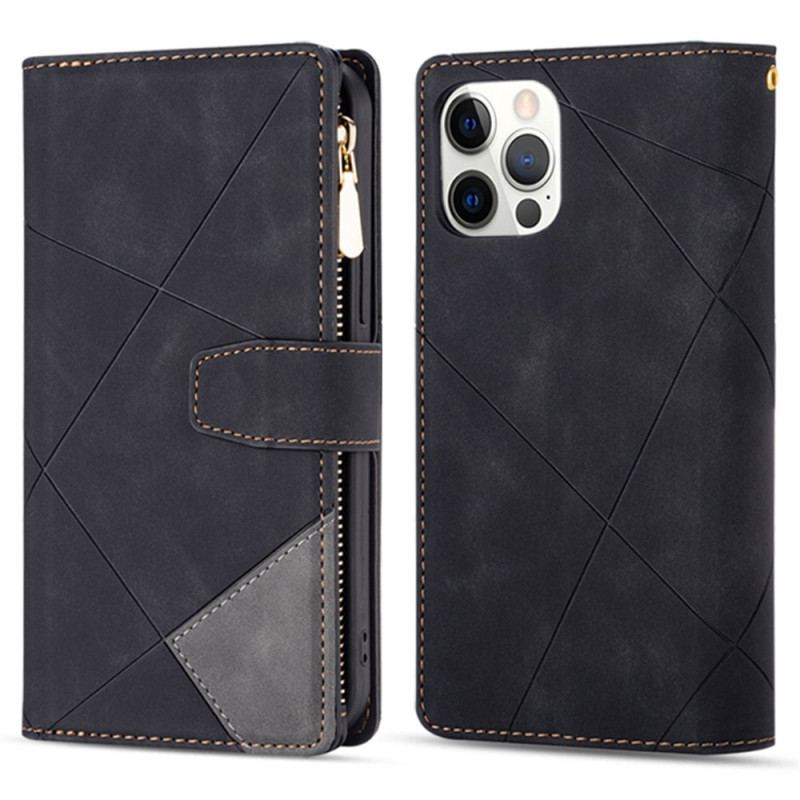 Housse iPhone 16 Pro Max Portefeuille Motif Géométrique