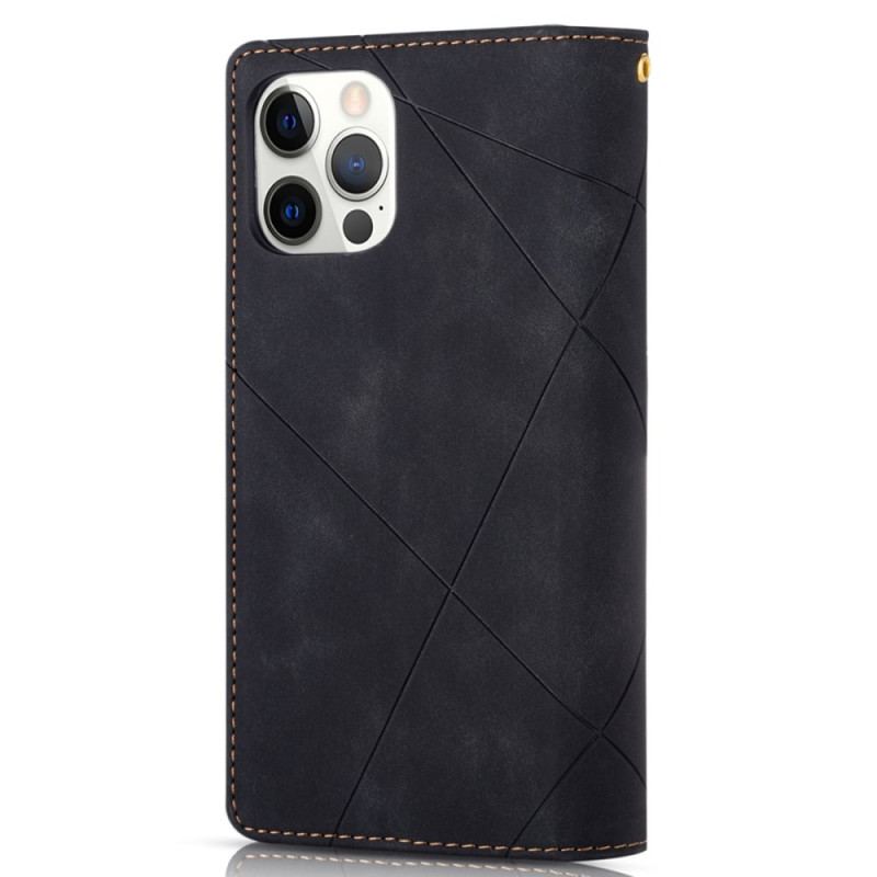 Housse iPhone 16 Pro Max Portefeuille Motif Géométrique