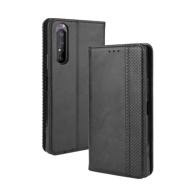 Flip Cover Sony Xperia 1 II Effet Cuir Vintage Stylisé