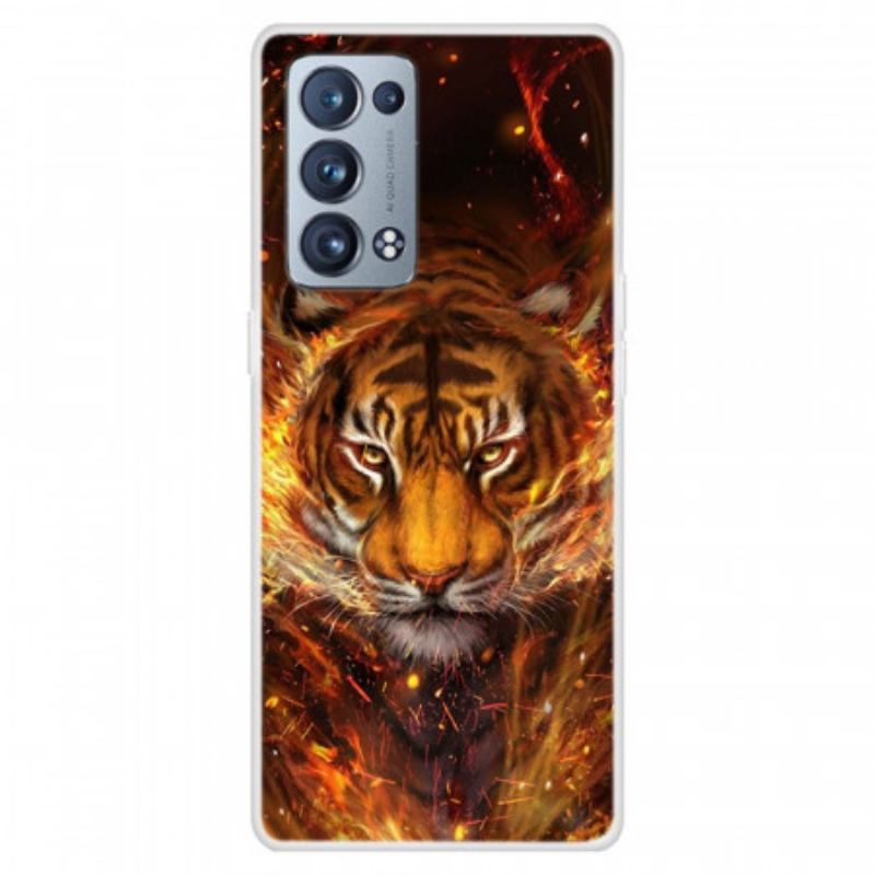 Coque Oppo Reno 6 Pri 5G Lion en Feu