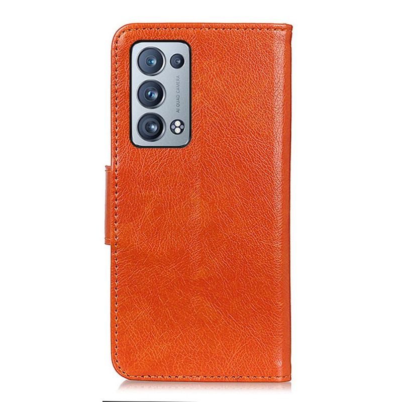 Housse Oppo Reno 6 Pro 5G Cuir Nappa Fendu Orange