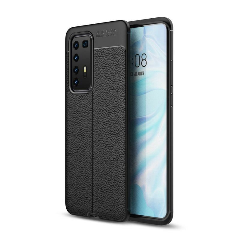 Coque Huawei P40 Pro Effet Cuir Litchi Double Line