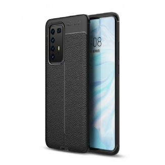 Coque Huawei P40 Pro Effet Cuir Litchi Double Line