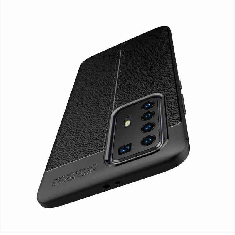 Coque Huawei P40 Pro Effet Cuir Litchi Double Line