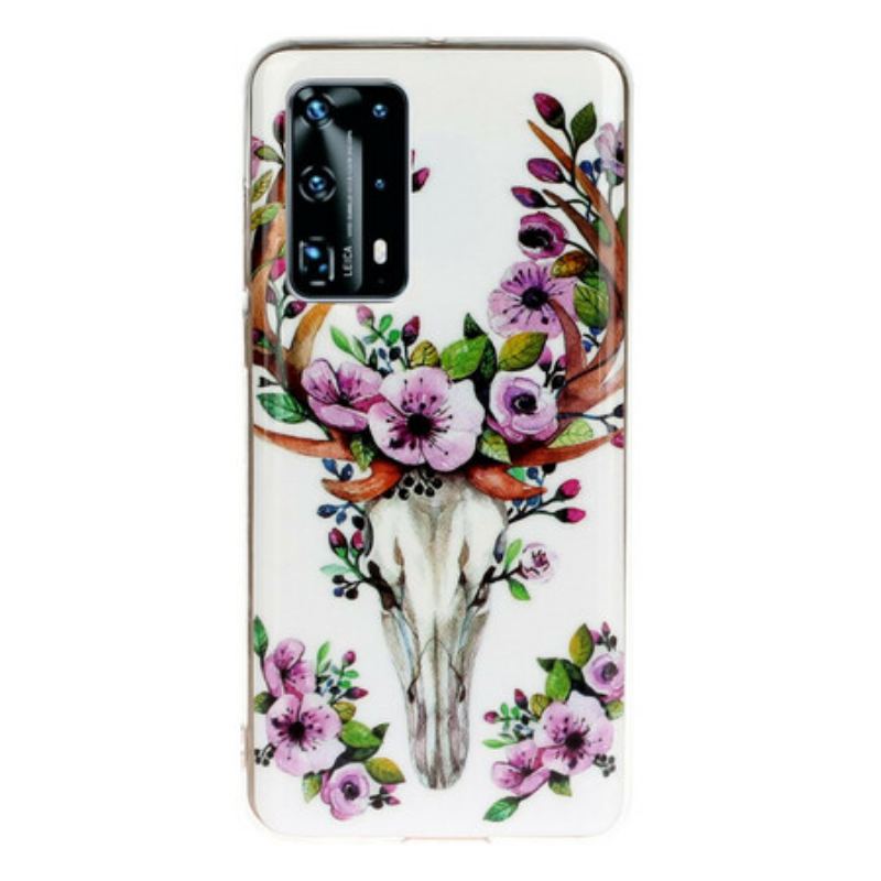 Coque Huawei P40 Pro Wapiti Fleuri Fluorescente