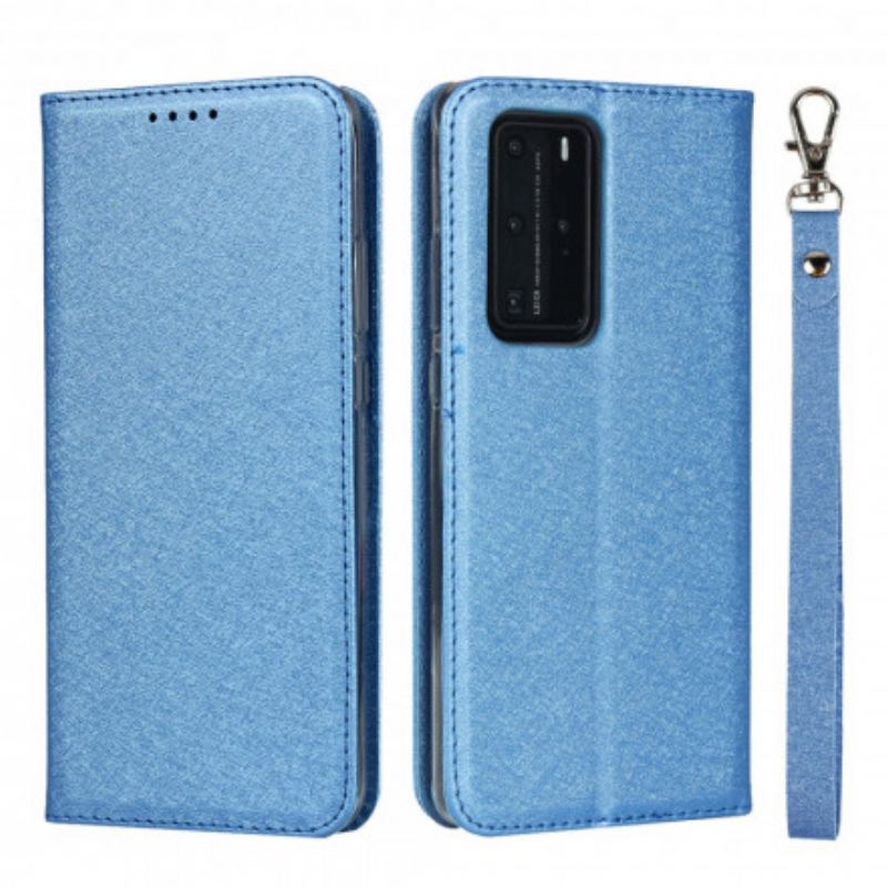 Flip Cover Huawei P40 Pro Style Cuir Douceur avec Lanière