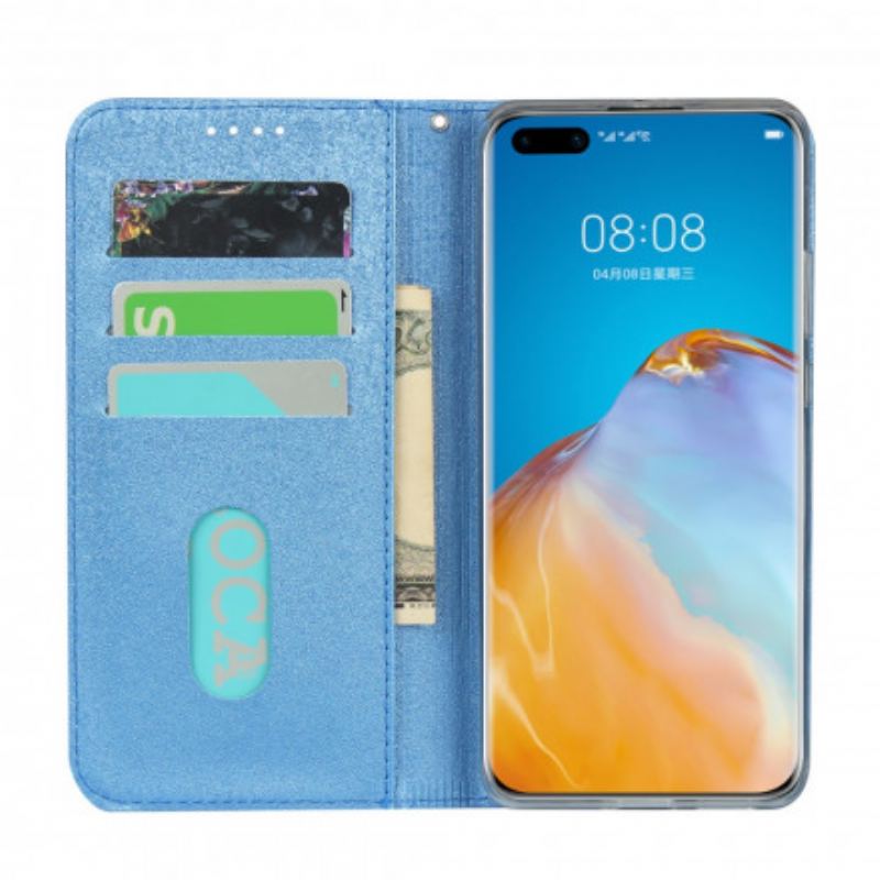 Flip Cover Huawei P40 Pro Style Cuir Douceur avec Lanière