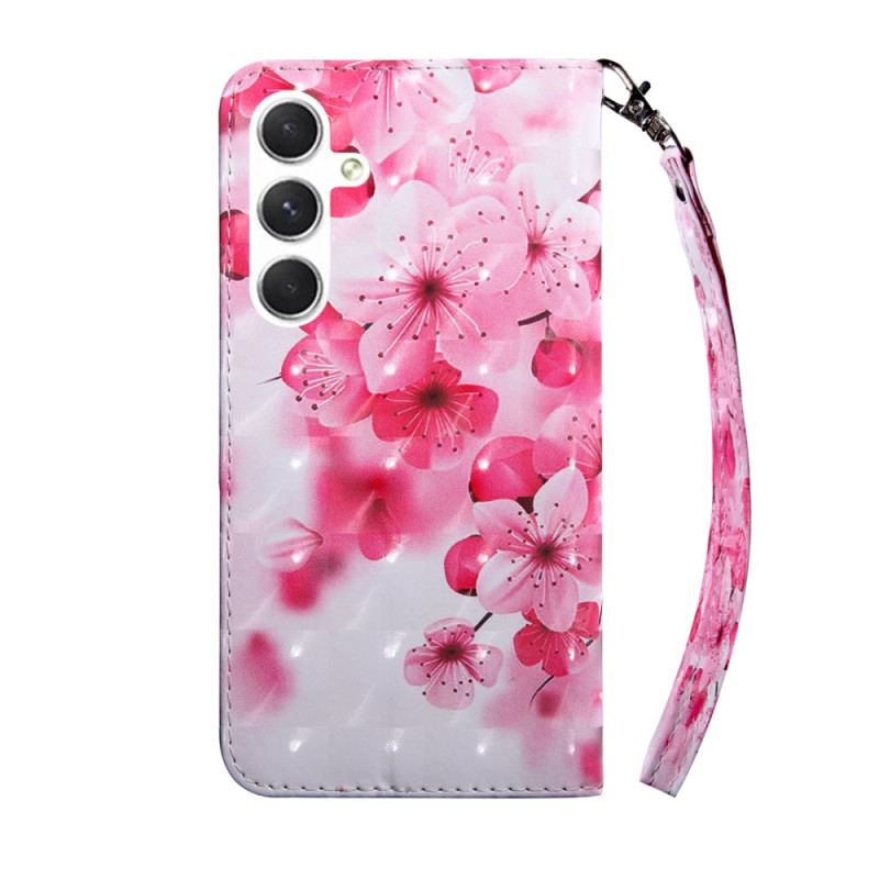 Housse Galaxy A16 4G / 5G Motif Floral Rouge à Lanière