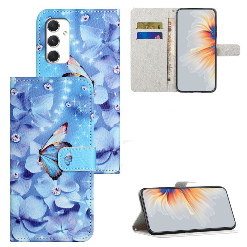 Housse Samsung Galaxy A16 4G / 5G Fleurs et Papillons Bleus