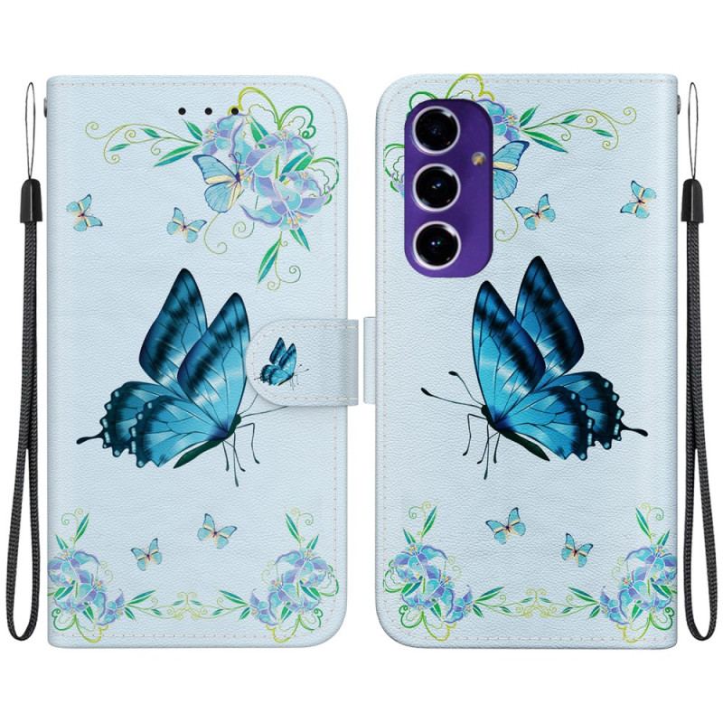 Housse Samsung Galaxy A16 4G / 5G Papillon Bleu et Fleurs