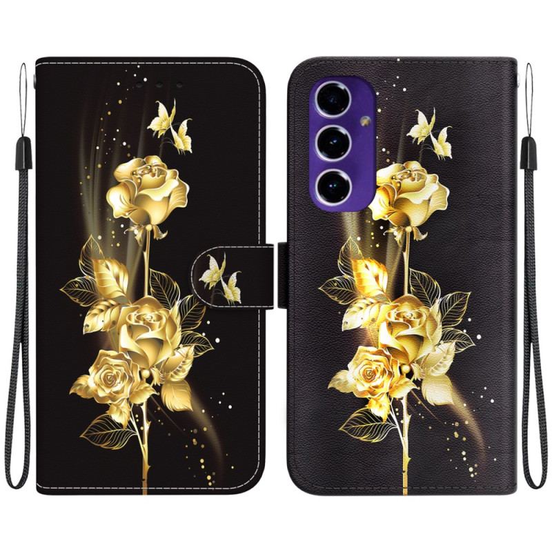 Housse Samsung Galaxy A16 4G / 5G Papillon Doré et Rose