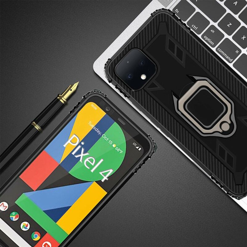 Coque Google Pixel 4 Ring et Fibre Carbone