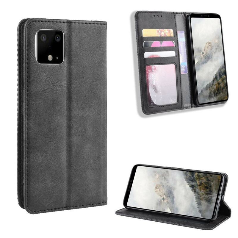 Flip Cover Google Pixel 4 Effet Cuir Vintage Stylisé