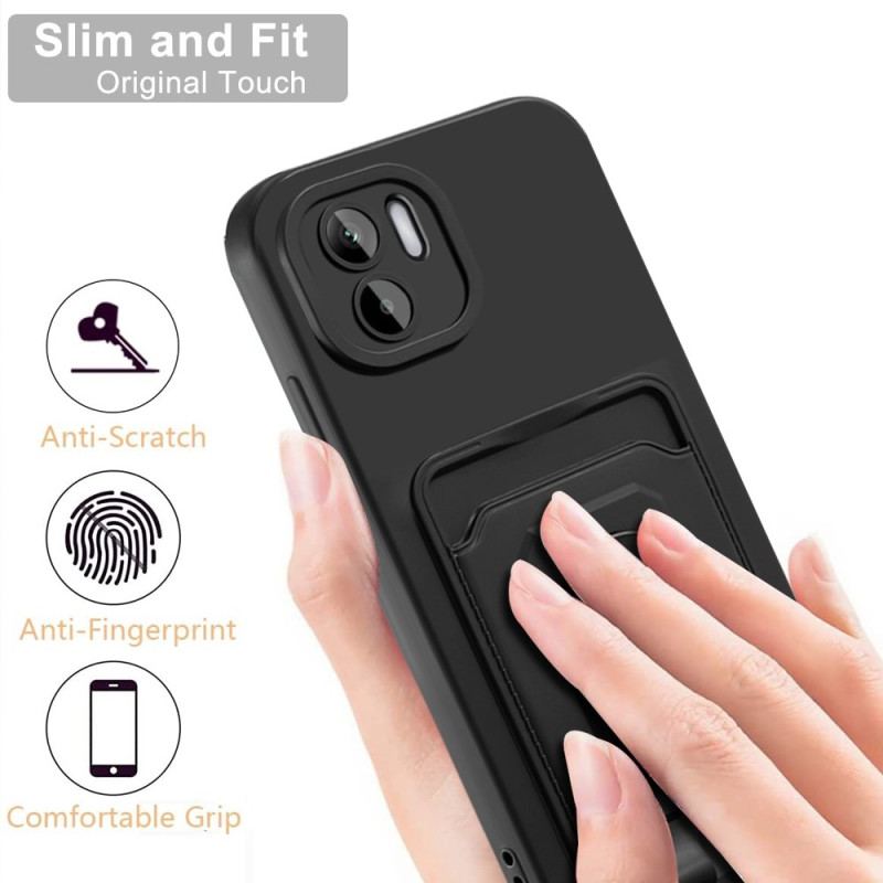 Coque Xiaomi Redmi A1 à Cordon avec Porte-Carte et Anneau-Support