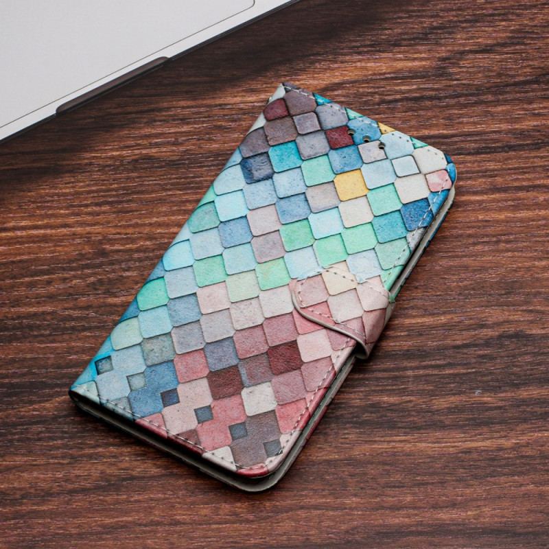 Housse Xiaomi Redmi A1 Grille Colorée à Lanière