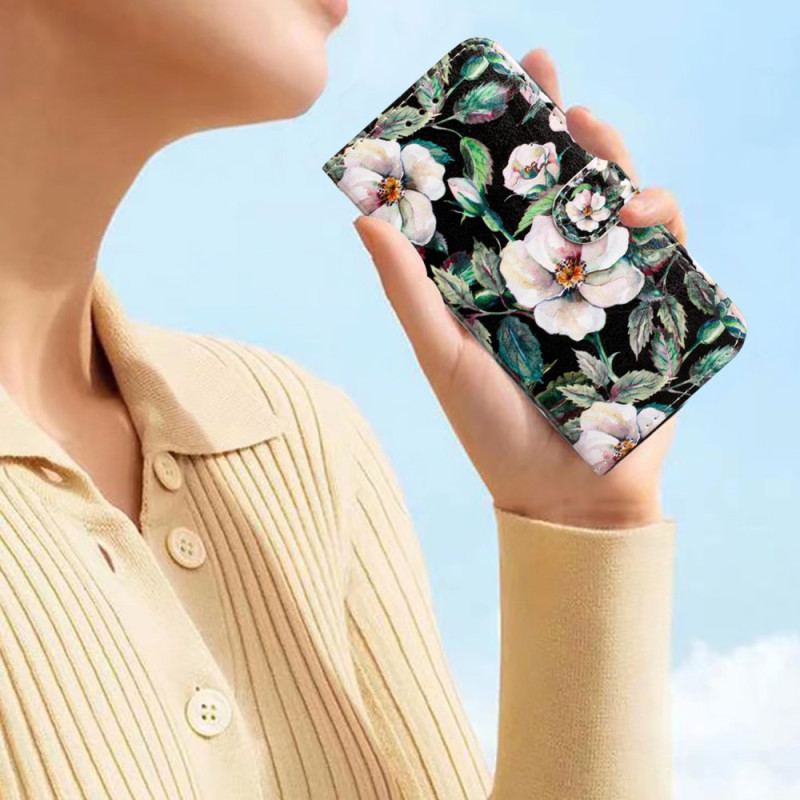 Housse Xiaomi Redmi A1 Magnolias à Lanière