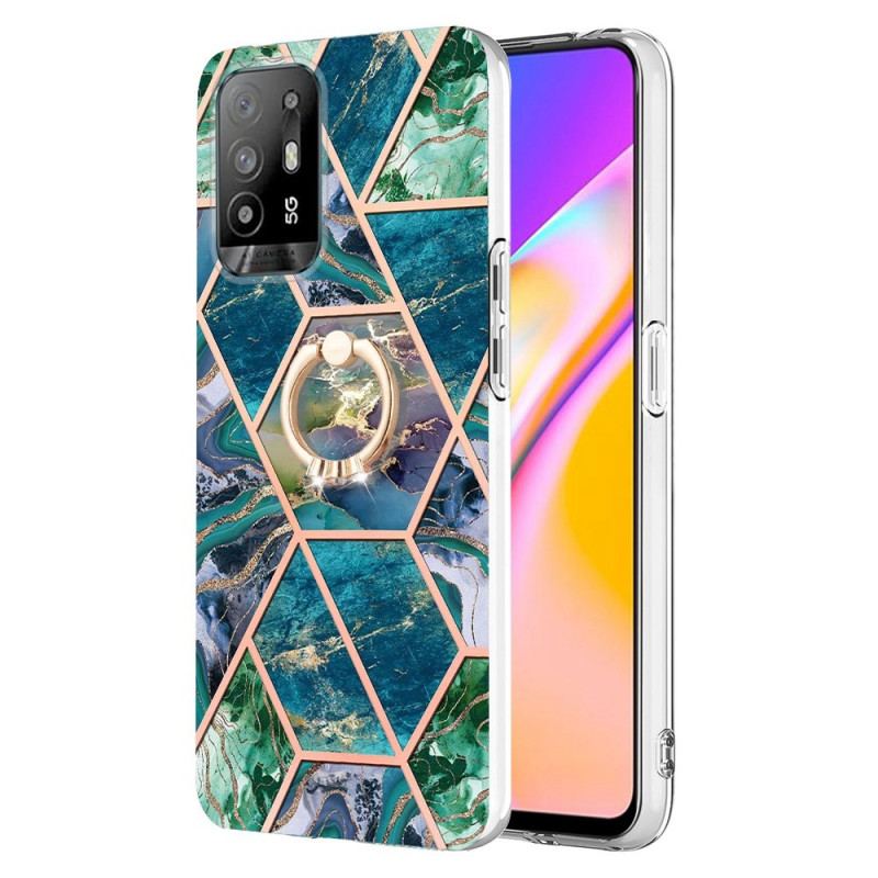 Coque Oppo A94 5G Marbre Géométrique avec Anneau