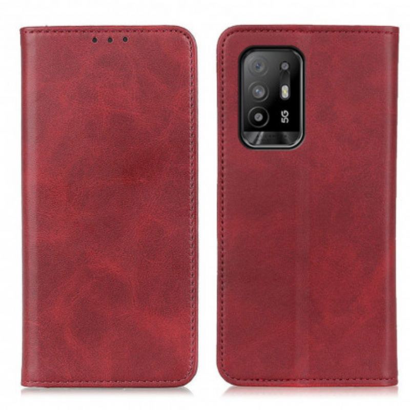 Flip Cover Oppo A94 5G Cuir Fendu Élégance