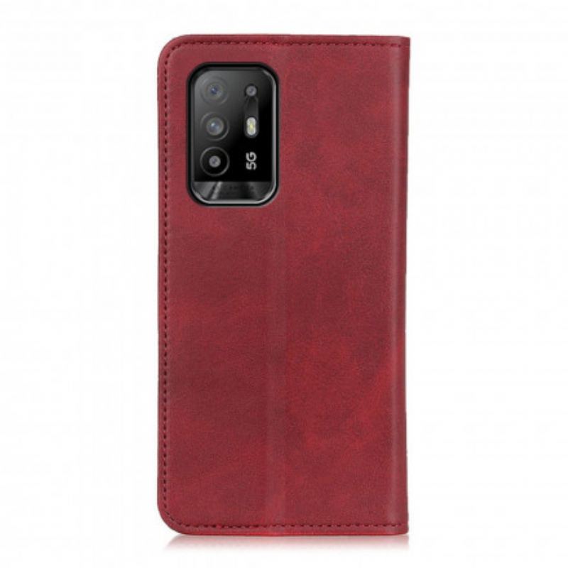 Flip Cover Oppo A94 5G Cuir Fendu Élégance