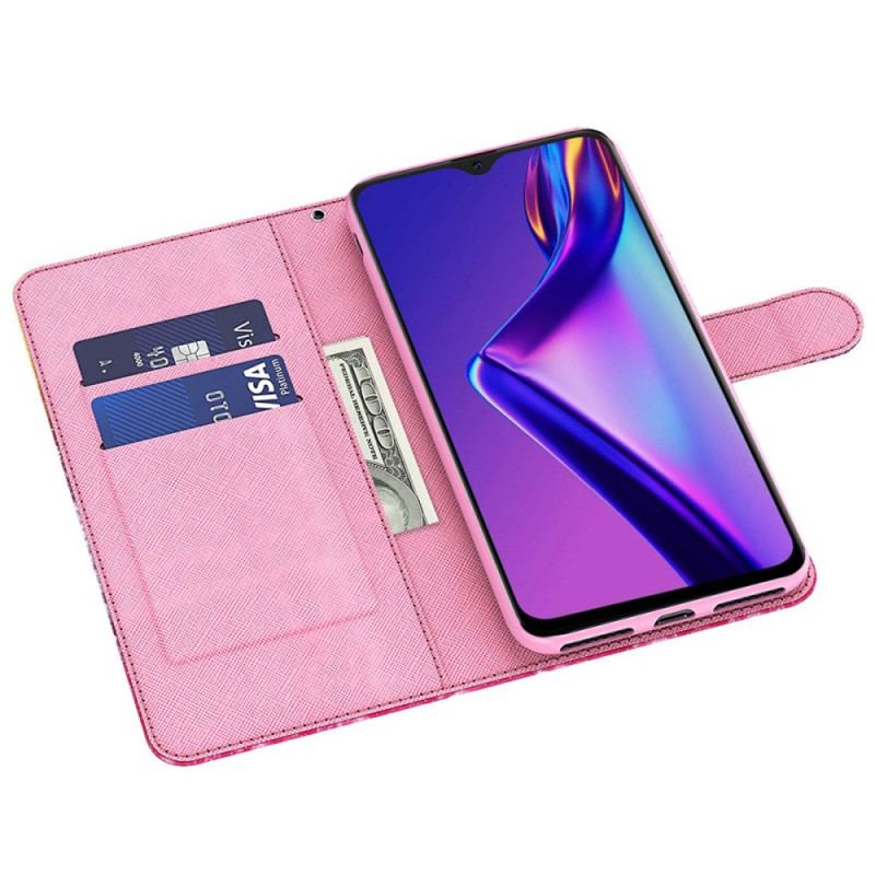 Housse Oppo A94 5G Arbre Rose avec Lanière