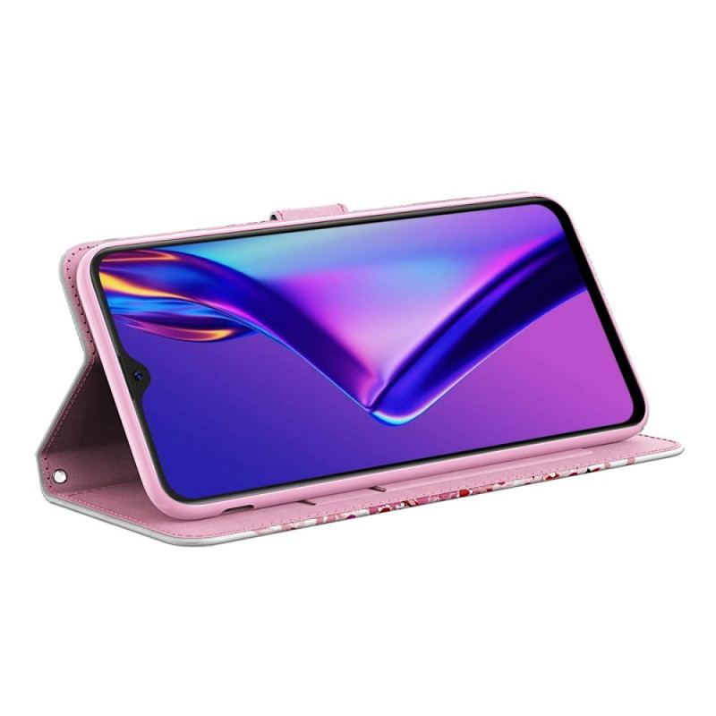 Housse Oppo A94 5G Arbre Rose avec Lanière