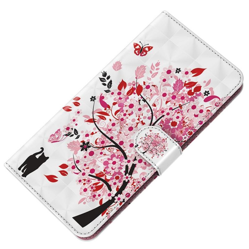 Housse Oppo A94 5G Arbre Rose avec Lanière