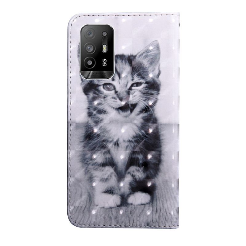 Housse Oppo A94 5G Chaton avec Lanière