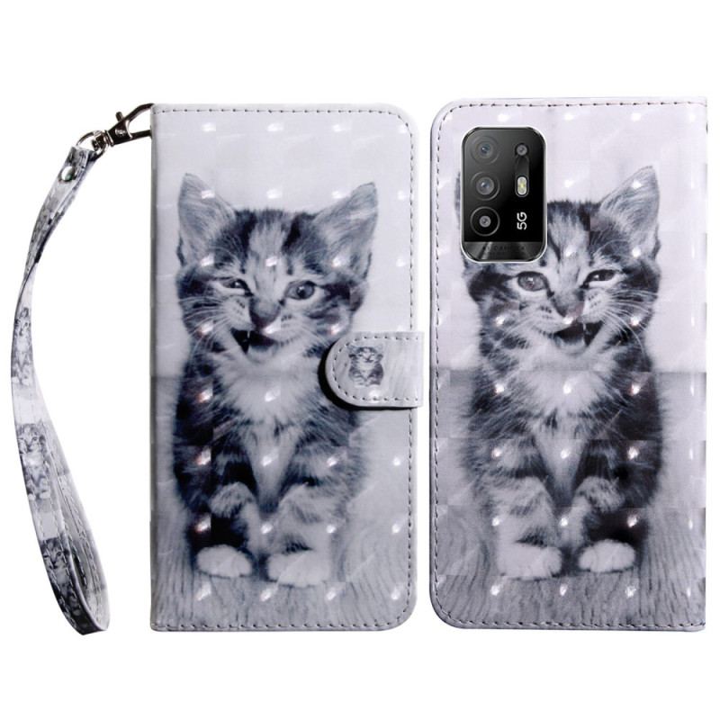 Housse Oppo A94 5G Chaton avec Lanière