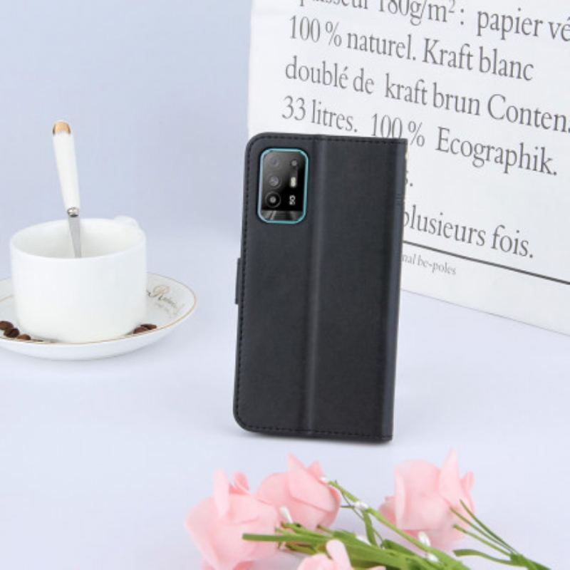 Housse Oppo A94 5G Effet Cuir Géo à Lanière