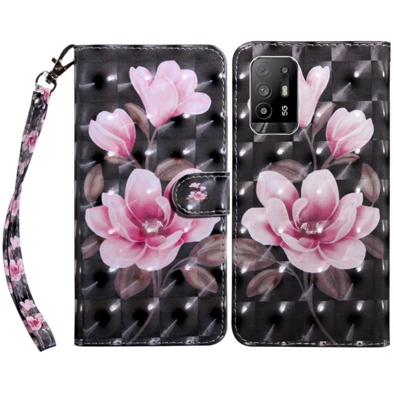 Housse Oppo A94 5G Fleurs avec Lanière