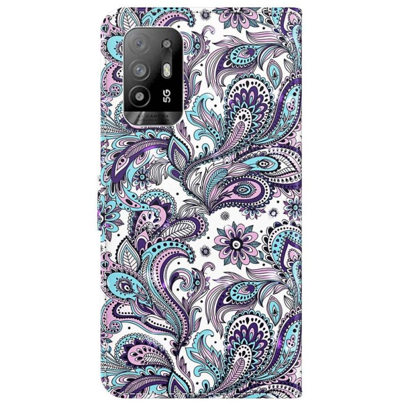 Housse Oppo A94 5G Fleurs Motifs avec Lanière