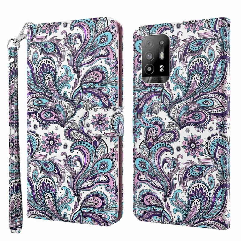 Housse Oppo A94 5G Fleurs Motifs avec Lanière