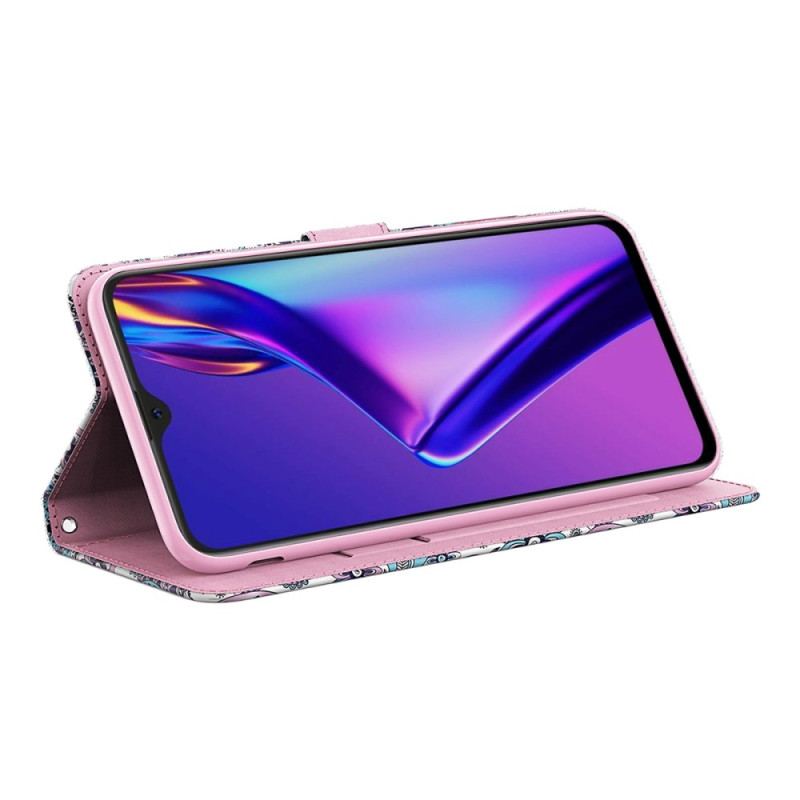 Housse Oppo A94 5G Fleurs Motifs avec Lanière