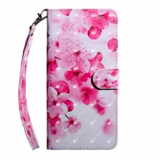 Housse Oppo A94 5G Fleurs Roses avec Lanière