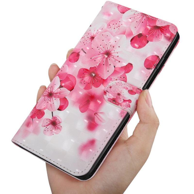 Housse Oppo A94 5G Fleurs Roses avec Lanière