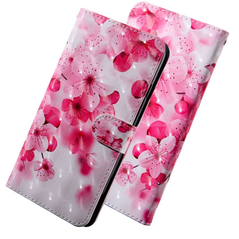 Housse Oppo A94 5G Fleurs Roses avec Lanière