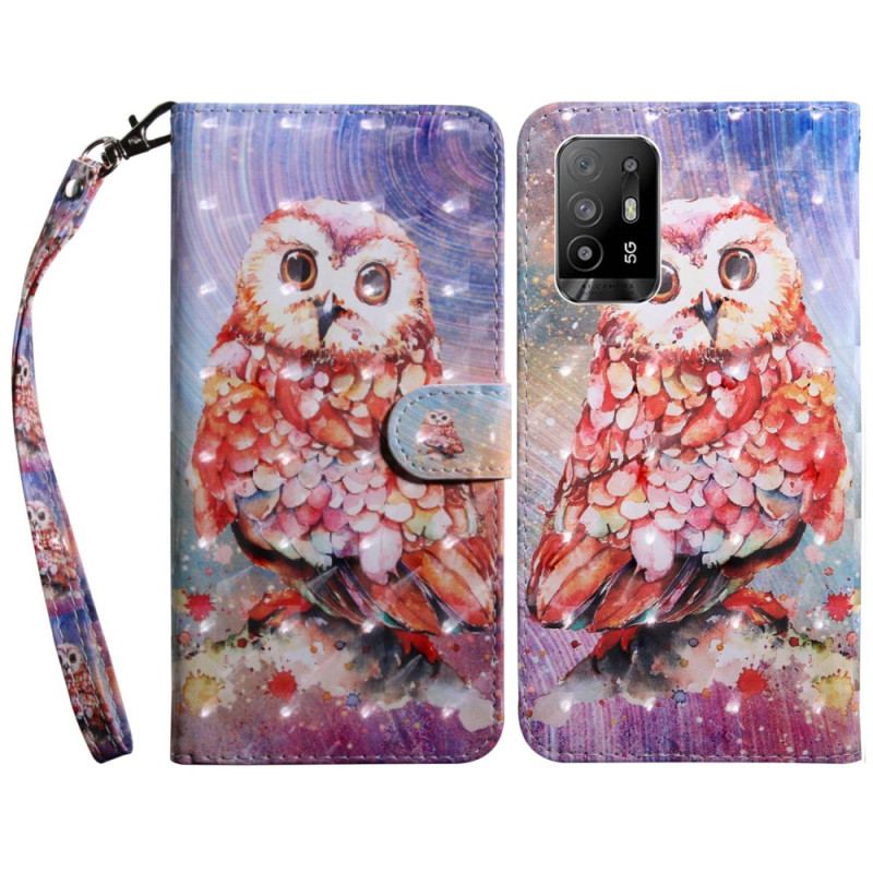 Housse Oppo A94 5G Hibou avec Lanière